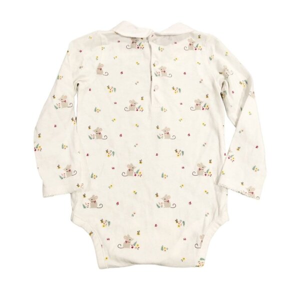 John Lewis 12-18m Mouse Bee Floral Collared Bodysuit Onesie - Picture 4 of 5